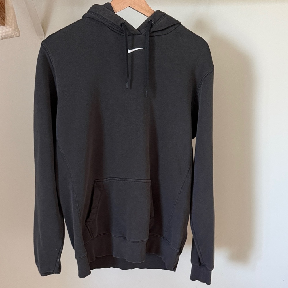 Nike Dark Gray Vintage Center Swoosh Hoodie with White Swoosh - Men's Pullover